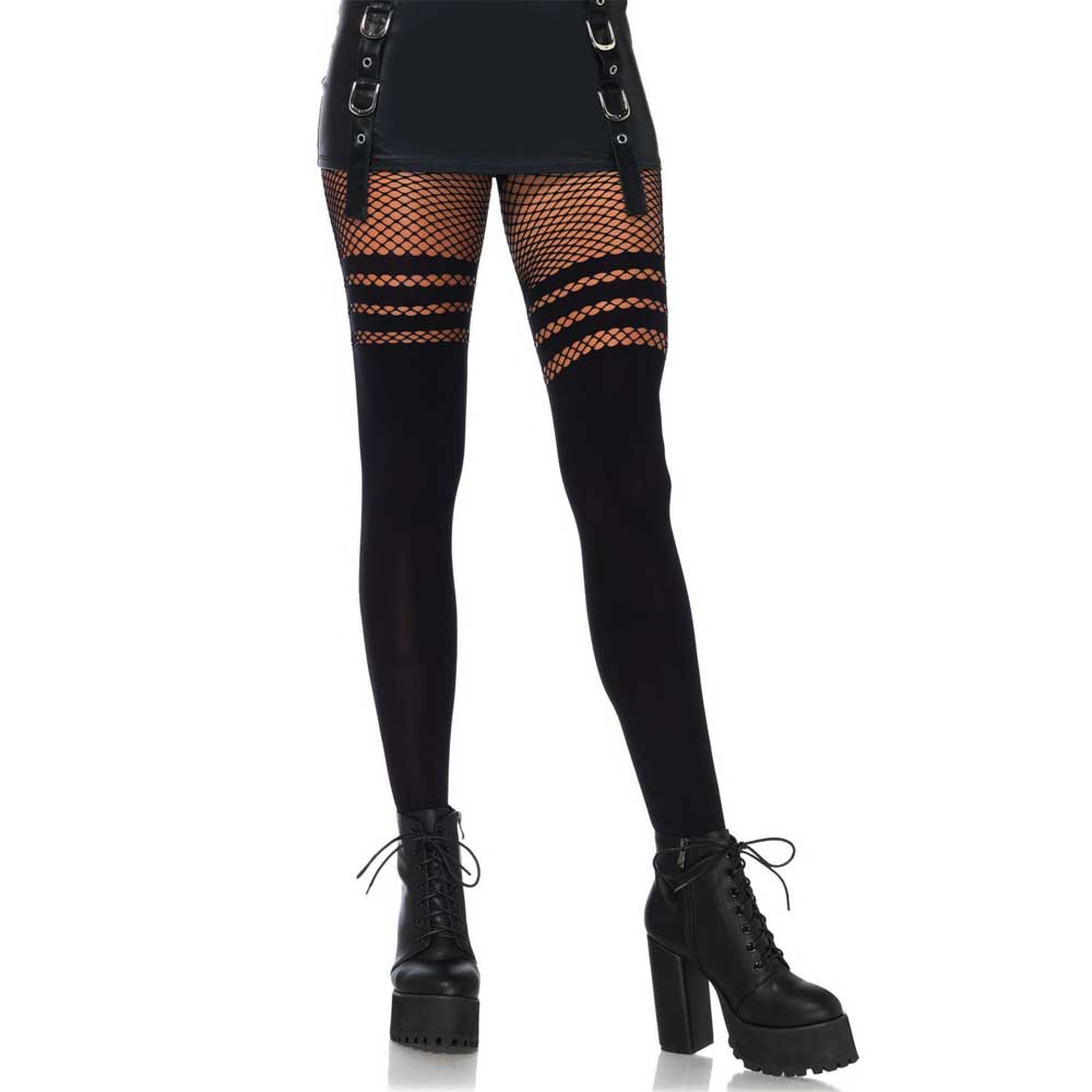 Leg Avenue - Fishnet Stripes Tights - Black